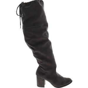 Gray Suede Over-the-Knee Boots